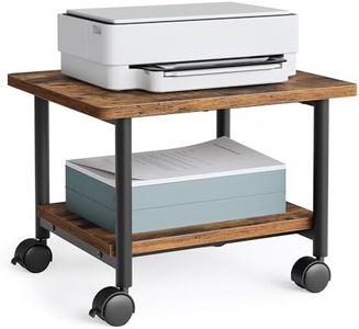 VASAGLE Industrial Under Desk Printer Stand, 2-Tier Mobile Machine Cart with Shelf, Heavy Duty Storage Rack for Office and Home, Rustic Brown and Black UOPS002B01