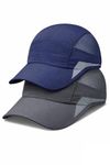 HSR Unstructured Reflective Lightweight Breathable Stylish Sports Soft Hat Cap for Men and Women (Navy Blue and Dark Grey, Free Size)