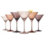 Venus Martini Glass Set, 8oz Glasses Set of 6 For All Occasions, Gift for Her, Mom, Wife, Girlfriend, Him, Special Celebrations Cosmopolitan, Dirty Martini Drinkware, Unique Style Amber Colored Glass