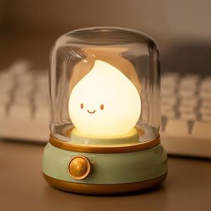 Youker Night Light for Kids Cute Kerosene Lamp Rechargeable Portable Small Light with Timer LED Bedroom Nightstand Light for Children Boy Girl Baby