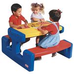 Little Tikes Large Picnic Table (Primary) - Seats Up to 6 - For Homework, Projects, and Play - Primary Colours