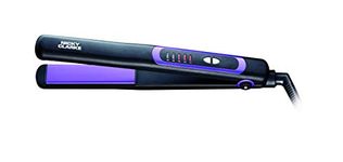 Nicky Clarke Frizz Control Straightener Ionic Technology Tourmaline Ceramic Plates, 5 Heat Settings up to 230°C Suits All Hair Types, Fast Heat Up, 360° Swivel 2m Salon Cable Black & Purple - NSS236