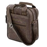 Storite Large Stylish Pu Leather Sling Cross Body Travel Messenger Bag One Side Shoulder Handbag Bag For Men Women (Shoulder Bag 6 Pocket),Brown