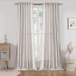 Belinna Linen Textured 120 Inch Curtains Rod Pocket Semi Sheer Curtain Drapes, Not See Through Tall Window Curtain for Living Room, Light Filtering Curtains 2 Panels, 50x120 Inches Length