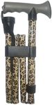 LIFE Healthcare Walking Cane – Gel Handle Comfort Grip Collapsible Folding Cane for Men & Women - Adjustable Length - Brown Leopard