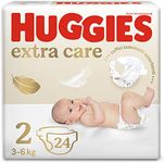 Huggies Newborn Nappies, Size 2 (3-6kg), 1 Pack of 24 Nappies