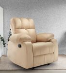 Little NAP Helios Soft Suede Fabric Manual Standard Recliner | Padded Seater Aram Sofa | Single Relaxing Chair for Home Office Movie Theater Room | 1 Year Warranty | Beige