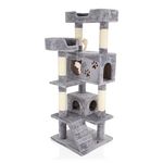 COZY PET Cat Tree Heavy Duty for Large Cats for Multiple Cats Big Cats Scratching Post Strong Climbing Frame Heavy and Stable Extra Thick Scratching Posts | CT22-Light Grey