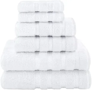 American Soft Linen Luxury 6 Piece Towel Set, 2 Bath Towels 2 Hand Towels 2 Washcloths, 100% Cotton Turkish Towels for Bathroom, White Towel Sets