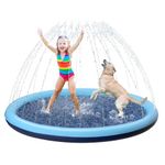 CHAWONER Dog Pool Splash Pad, 100cm/39in Anti-Slip Dog Sprinkle Splash Pool, Foldable Inflatable Puppy Splash Sprinkler Pad, Outdoor Dog Sprinkler Play Mat for Summer Garden Beach Backyard