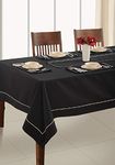 Swayam Multipurpose Cotton (274 cm x 150 cm) Table Cover/Cloth for 8 Seater Dining Table (Set 1) - 200TC, Color-Fast, Machine Washable, Black