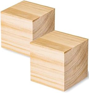 Wooden Blocks for Crafts, Unfinished Wood Cubes, 3 Inch Natural Large Wooden Blocks, Pack of 2 Wood Square Blocks, Wooden Cubes for Arts and Crafts and DIY Projects