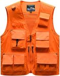 GGPP Men’s Outdoor Vest for Fishing Photography Teamwork Quick Dry with 16 Pockets, Orange, X-Large