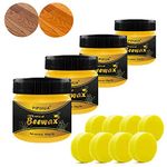 PIPIHUA Beeswax Polish for Wood, Multi-purpose Furniture Polish for Waterproofing & Protection, Natural Beeswax Traditional Wood Wax for All Wood Types and Colours, 4×100g with 8 Sponges