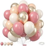 Dusty Pink White Balloons, 12 Inchs Blush Pink Sand White Metallic Gold Balloons for Girls Princess Birthday Party Wedding Anniversary Bridal Engagementl Baby Shower Decorations