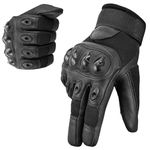 WESTWOOD FOX Premium Leather Motorbike Gloves for Men and Women. Touchscreen, Windproof, Full Finger motorcycle gloves for Racing, ATV Riding, Hunting, Climbing and Outdoor Sports (BLACK, XL)