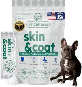 PetCultures Skin & Coat Tribiotic Dog Supplement Powder – Omega 3 & 6, Biotin, and Gut-Skin Axis Support, (30)