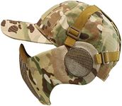 AOUTACC Half Face Airsoft Mesh Mask and Cap Set, Tactical Foldable Mesh Mask with Ear Protection for Airsoft Paintball BB Gun with Adjustable Baseball Cap (CP)