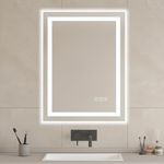 furduzz 32x24 Inch Bathroom LED Mirror, Backlit Wall Mounted Vanity Mirrors with Touch Sensor Switch, Adjustable Warm/Natural/White Lights and Brightness, Anti Fog,(Horizontal/Vertical)