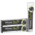 Herbodent® Charcoal Toothpaste | Whitens Teeth & Fresh Breath | No Bleach, No Fluoride | Activated Bamboo Charcoal & Organic Herbs -Wheat Germ Oil, Thyme Oil, Clove Oil 185g (185 g (Pack of 2), Natural Mint)