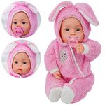 Bibi Doll - 20" Lifelike Large Size Soft Bodied Baby Doll Girls Boys Toy With Dummy & Sounds (Baby Pink Onesie)