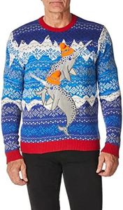 Blizzard Bay Men's Ugly Christmas Sweater Sea Creatures, Blue/Light Blue/Red, Medium
