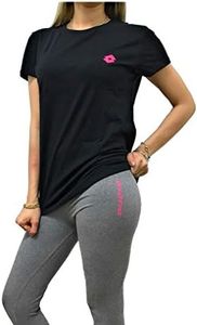 Lotto T Shirt Donna Mezza Manica Estiva Corta, Maglietta Donna per Il Tempo Libero, Palestra, Fitness, Running, Yoga, Pigiama (Nero, M)