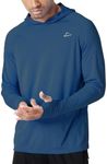 Willit Men's Sun Shirts UPF 50+ Rash Guard Long Sleeve Sun Protection Hoodie SPF UV Fishing Lightweight Athletic Running Ocean Blue XL