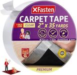 XFasten Double Sided Carpet Tape for Area Rugs On Carpet 2 Inch x 35 Yards No Residue Clear Adhesive Rug Tape Hardwood Floor No Damage Carpet Tape Double Sided Rug Tape for Carpet Rug Tape Gripper