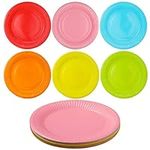 FANTESI Colorful Party Paper Plates, 30 Pack 7 Inch Picnic Plates Round Dessert Plates Disposable Plates Chafing Dish and Make DIY Painting for Birthday Party Supplies