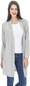 State Cashmere Women's Open Front Long Cardigan 100% Cashmere Straight Hem Oversized Sweater-Coat (Large, Heather Grey)