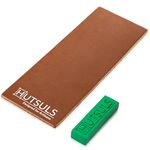 Hutsuls Brown Leather Strop with Compound - Get Razor-Sharp Edges with Stropping Kit, Green Honing Compound & Vegetable Tanned Two Sided Leather Strop Knife Sharpener Step-by-Step Guide Included