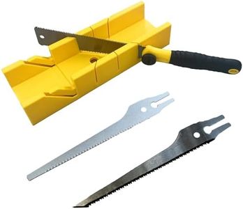 4-Piece Miter Box & Saw Set - 2.68×12 Inch Mitre Box with 3 Saw Blades for Precise Miter/Bevel Cuts (Hardwood to Soft Metal) - Light-Duty Cutting