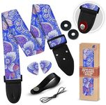 Guitar Strap Premium Padded For Electric, Acoustic, and Bass. Adjustable Unique Design Guitar Straps Includes 2 Strap Locks To Keep Your Guitar Safe - Discover Durability Comfort and Style