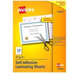 Avery Clear Self-Adhesive Laminating Sheets, 3 Mil, 9" X 12", Matte Clear, 10/Pack