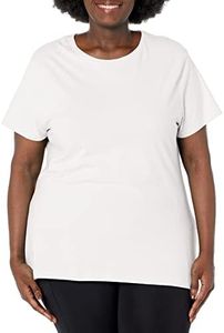 Just My Size Women's Plus-Size Short Sleeve Crew Neck Tee, White, 5X