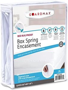 Guardmax Zippered Box Spring Encasement - 100% Waterproof Box Spring Protector - Blocks Out Dirt, Dust, BedBugs, and Moisture - Hypoallergenic and Noiseless (Queen 60" x 80" x 10")