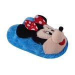 Krystle Mickey Mouse Toddler Boy's Plush fur Slippers with 3D Ears (4 Years)(Blue)