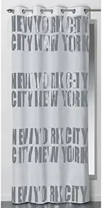 Evideco NY1604906 Blackout Window Curtain Panel New York City with Grommets, Blanc