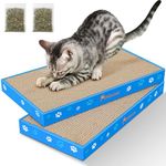 Petslucent Cat Scratching Board, Corrugate Cat Scratcher for Indoor Cats with Box, Cat Scratch Pad with Catnip, Cardboard Cat Scratcher Double-Sided Usability (2 PCS)