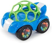 Bright Starts Oball Easy Grasp Rattle & Roll Toy Sports Car BPA-Free Infant Crawling Toy, 1 Pack, Age 3 Months and up, Blue/Green