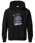 ADRO Hoodies for Men | Printed Hoodie for Men | Cotton Hoodie | Mens Hoodies | Sweatshirt for Men | Hooded Hoodie | H24-LUFFY-BL-L Black
