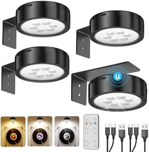 USB Rechargeable Wall Light Over Picture Frame, 2600mAh Battery Operated Wall Art Lighting for Paintings Wireless Gallery Wall Light with Remote LED Magnetic Puck Light for Accent Display Photo Museum