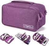 House of Quirk Polyester Travel Multi-Function Bra Underwear Packing Organize Storage Bag,Bra/Socks/Cosmetic Accessories Storage Case(Purple),11.9 Cm,14.4 Cm