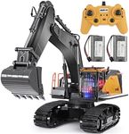 Remote Control Excavator Toy 1/14 Scale RC Excavator,22 Channel Metal Shovel RC Construction Vehicles RC Truck with Metal Shovel and Lights Sounds,Boy Toys 8+ Years Old Boys Adults