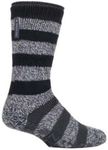 HEAT HOLDERS Oakley Warm Thermal Lounge Slipper Socks - Men's 6-11UK | Keep Your Feet Toasty All Winter Long! (Black Stripe)