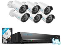 REOLINK 8CH 5MP Home Security Camera System, 6pcs Wired Outdoor PoE IP Cameras with Person/Vehicle/Pet Detection, 4K/8MP 8CH NVR with 2TB HDD for 24-7 Recording, RLK8-410B6-5MP