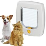 Ferplast Swing 3 Universal Cat Flap for Dogs and Cats - 2 Selectable Closing Modes - Magnetic Anti-Oscillation - Transparent Door - White