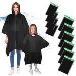 AXNSATRE Waterproof Rain Poncho Adults Kids - 10 Pack Disposable Rain Poncho, Festival Poncho Family Pack, 6 Pack Plastic Ponchos Women/Men+4 Bulk Kids Poncho, Black Travel Poncho