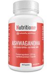 Ashwagandha Capsules by Nutritionn - 655 mg With Black Pepper for Optimal Absorption - Premium, Pure, and Natural Nervine Tonic and Sedative Supplement